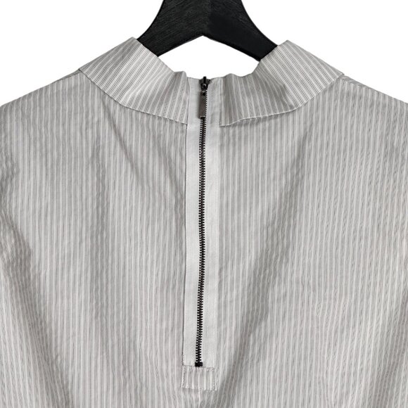 Worthington Striped Sleeveless Ruffle Front Cotton Blend  Blouse L - Picture 6 of 8